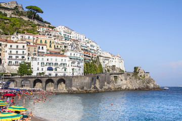 Fototapeta na wymiar Spiaggia di Atrani - famous beach in Amalfi, Italy