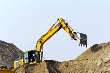 Excavator Sand Dune Construction Site