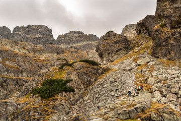 Beautiful autumn panorama landscape with a view of the Tatra Mountains