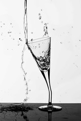 Glass of water in vibrant. Concept art. Minimal summer surrealism.