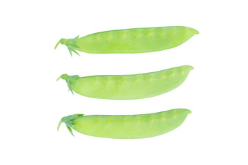 Sugar Pea, Snow peas isolated on white background with clipping path.