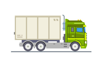 green big truck with cargo isolated at the white background