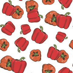 Colored seamless pattern with red pepper in vintage style