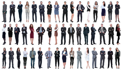 collage of a variety of business people standing in a row