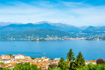 Beautiful autumn landscape of Stresa town, Italy