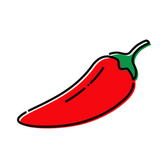 Icono plano lineal pimiento chile picante en rojo y verde