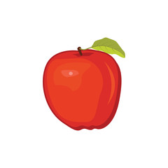 Apple. Red apple. Red apple with leaf. 