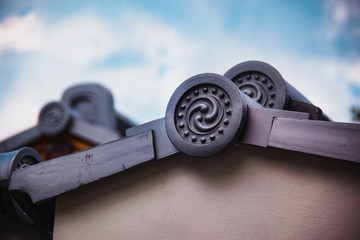 Detail of a house roof in Nara, Japan