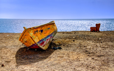 Old, Worn Boat outside Puerto de Mogan on Gran Canaria, Spain