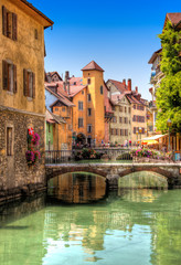 Fototapeta na wymiar Canal in Beautiful Annecy, France