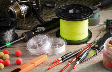 Spinning rods, fishing rods. 