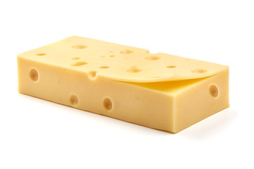 Maasdam cheese, isolated on white background