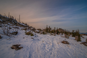 Winter trip to Hochstein (Arnbruck), a mountain of Bavaria, Germany. 