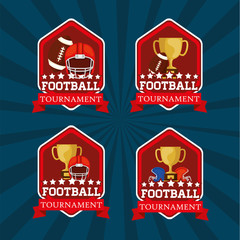 set emblems with american football icons vector illustration design