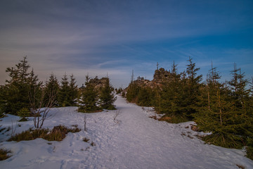 Winter trip to Hochstein (Arnbruck), a mountain of Bavaria, Germany. 