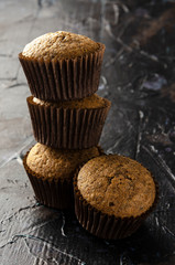 Chaga muffins - Superfood Trend on dark background