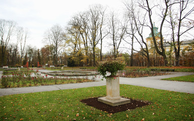 Beautiful public garden in Wilanow, Poland