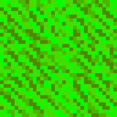 Bright mosaic of green intersecting squares and dark blocks.