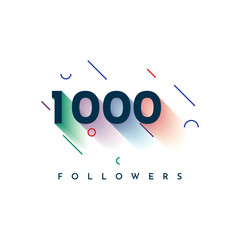 Thank You 1000 Followers Template Design - obrazy, fototapety, plakaty