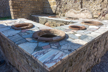 Naples, Herculaneum,  archaeological area, view of the remains of the ancient city buried by the...