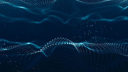 Abstract polygonal space dark background with connecting dots and lines. Connection structure. Science, Futuristic  background. 3d render.