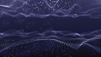 Abstract polygonal space dark background with connecting dots and lines. Connection structure. Science, Futuristic  background. 3d render.