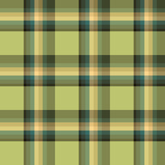 Seamless pattern in stylish discreet yellow, beige and light and dark green colors for plaid, fabric, textile, clothes, tablecloth and other things. Vector image.