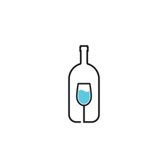 bottle and glass logo vector icon illustration