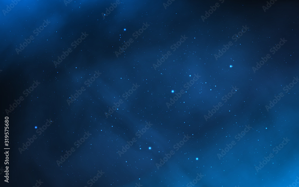 Wall mural space background. blue galaxy with shining stars. realistic milky way. colorful cosmos with stardust