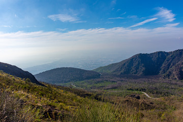 Italy, Naples, panorama from the crater of the Vesuvius volcano
