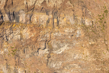Italy, Naples, detail of the internal walls of the Vesuvius crater