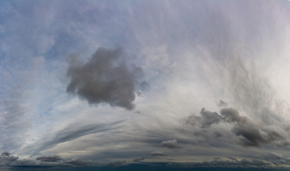 Fantastic dark thunderclouds, sky panorama