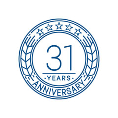 31 years anniversary celebration logo template. Line art vector and illustration.