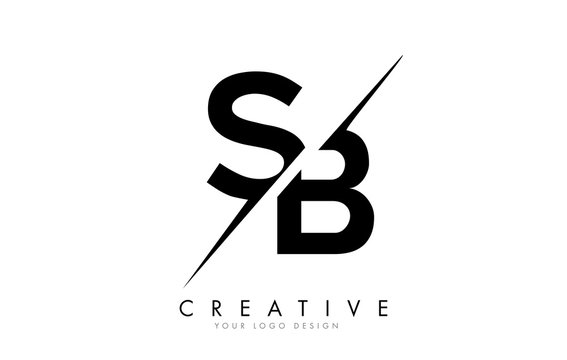 SB S B Letter Logo Design with a Creative Cut.