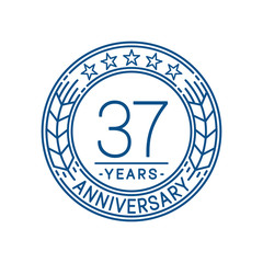 37 years anniversary celebration logo template. Line art vector and illustration.