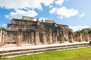 Ancient Ruins of Temple of Warriors at Chichen Itza, Mexico