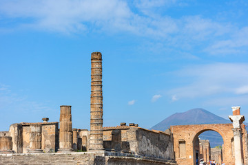 Italy, Pompeii, archaeological area, remains of the city buried by the eruption of ashes and rocks of Vesuvius in 79. Forum area