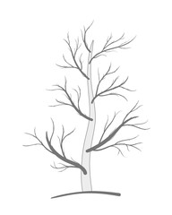 Tree with branches of gray color on a white background in the style of the vintage logo