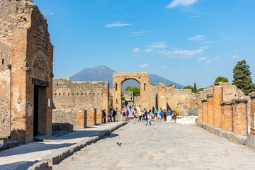 Italy, Pompeii, archaeological area, remains of the city buried by the eruption of ashes and rocks...
