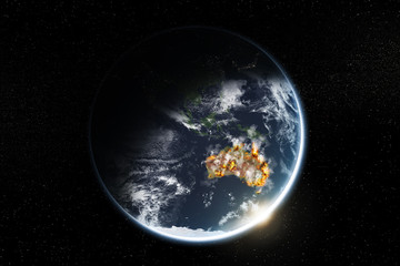 Fires in Aautralia from space; 3D visualization of ecological disaster.