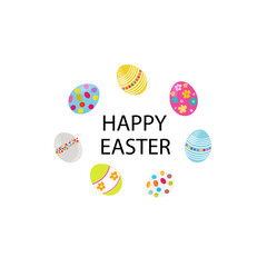  Made of colorful eggs. Happy Easter greeting card