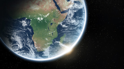 Map of Africa from space. 3D visualization of planet earth.