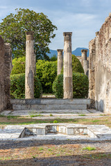 Italy, Pompeii, archaeological area, remains of the city buried by the eruption of ashes and rocks...