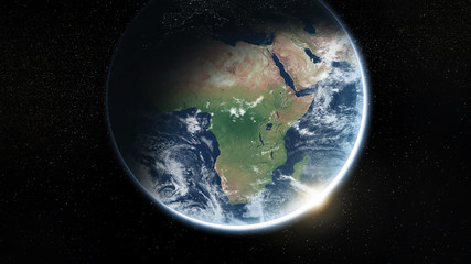 Planet Earth from space, map of Africa. 3D illustration