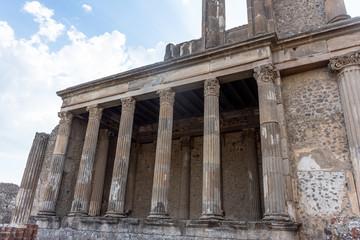 Fototapeta premium Italy, Pompeii, remains of the city buried by the eruption of ashes and lapilli of Vesuvius in 79.