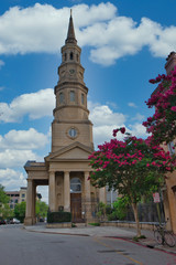 Obraz premium church steeple tower in old charleston south carolina