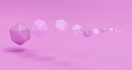 Pink icospheres white and magenta pink modern futuristic background texture 3d render illustration