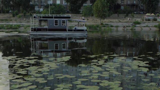 boat on the river dneper in kiev ukraine