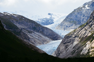 Distance view of Jostedalsbreen glacier in Norway.