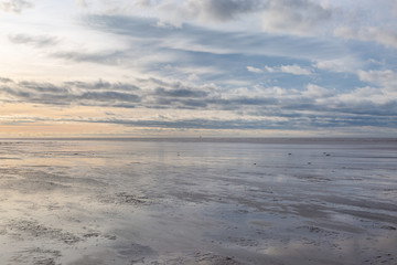 Looking out over the beach at low tide, from Southport Pier